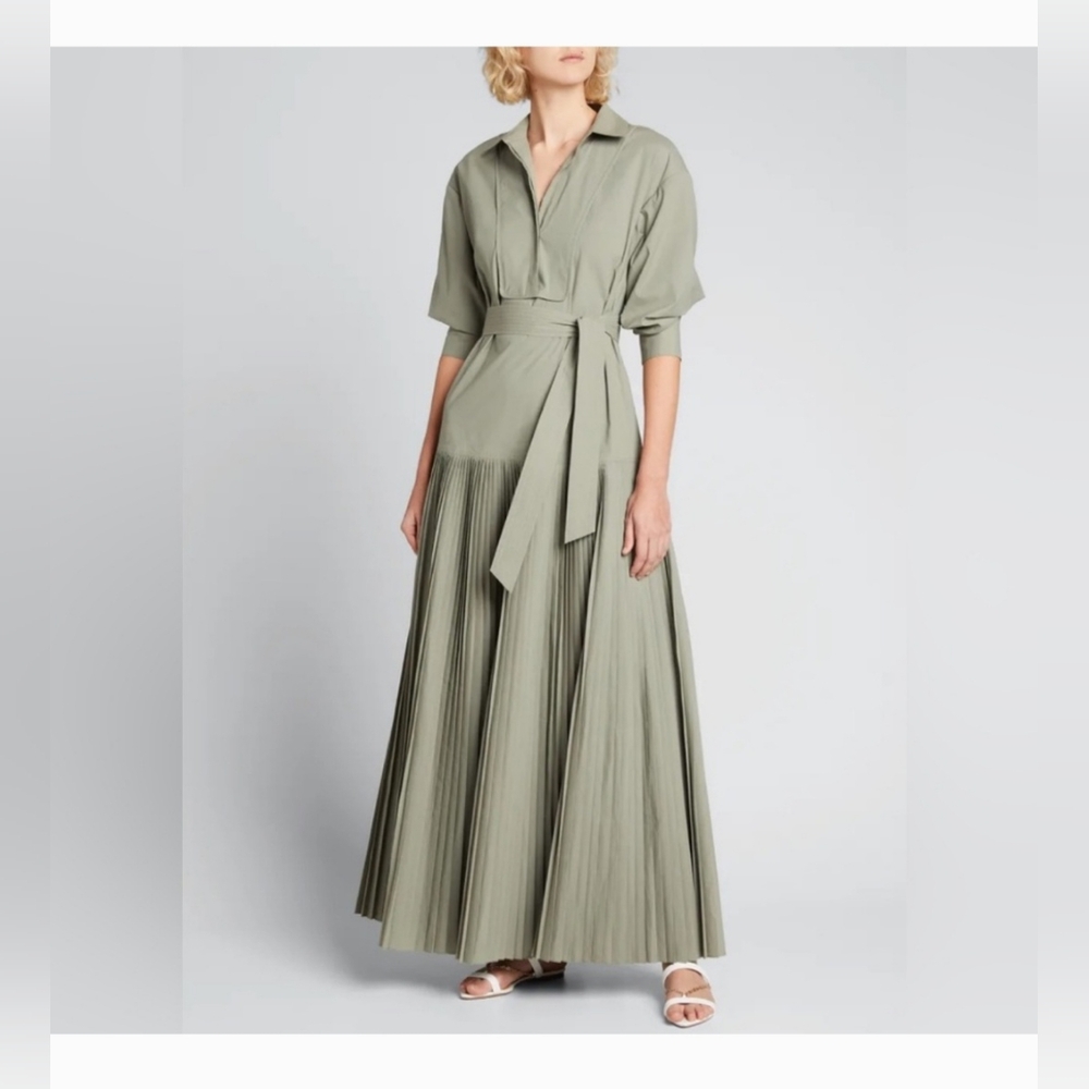 NWT Elie Tahari Pistachio Green Pleated Midi Dress